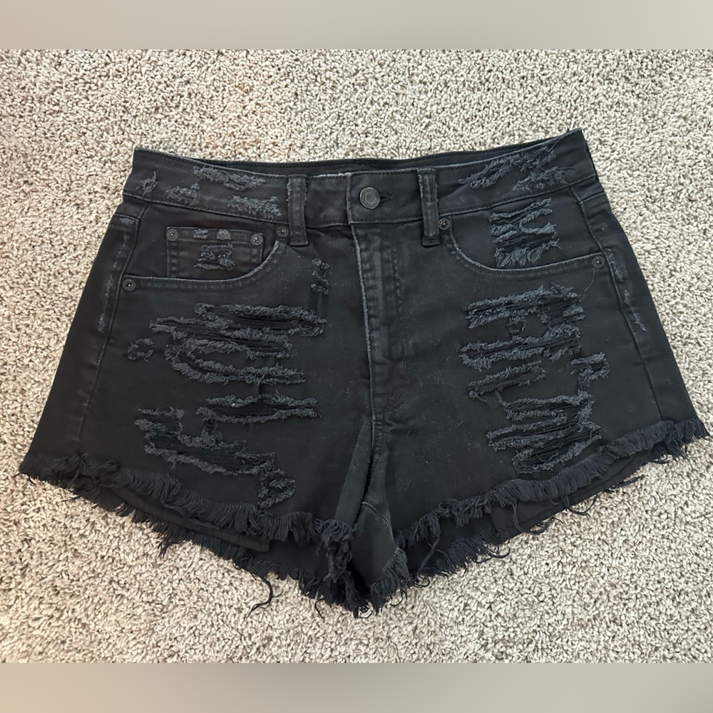 American Eagle Outfitters Black Distressed Jean Shorts